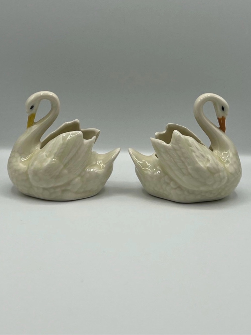 Ceramic Swan Planter Pair - Cream Decorative Accent - Picture 2 of 7